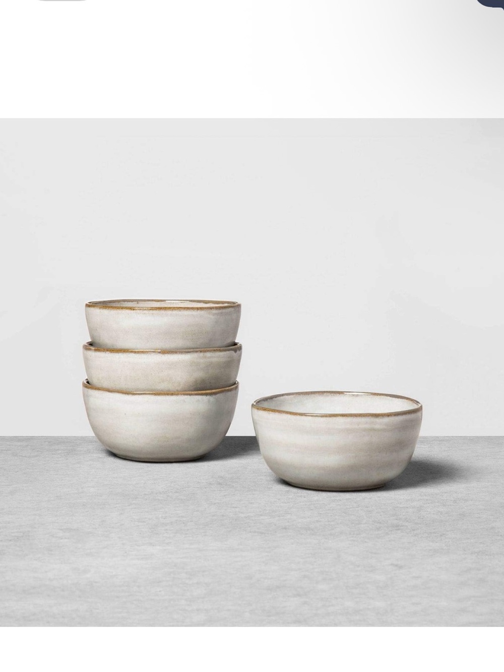 10oz Stoneware Reactive Glaze Mini Bowl Gray - Hearth & Hand™- 4 ct